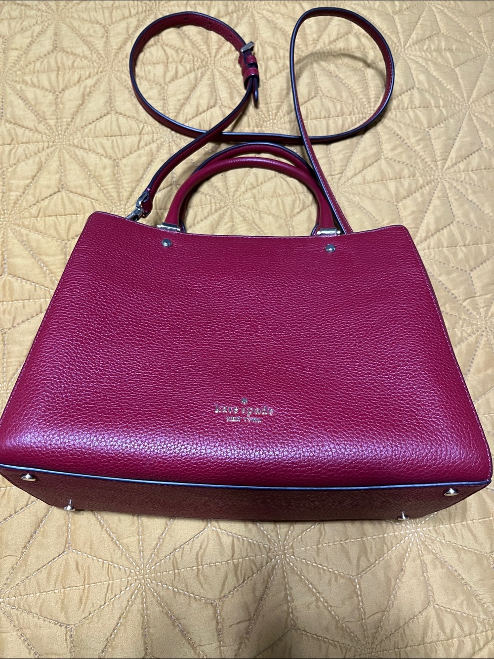 kate spade Pebbled Leather Satchel in Berry